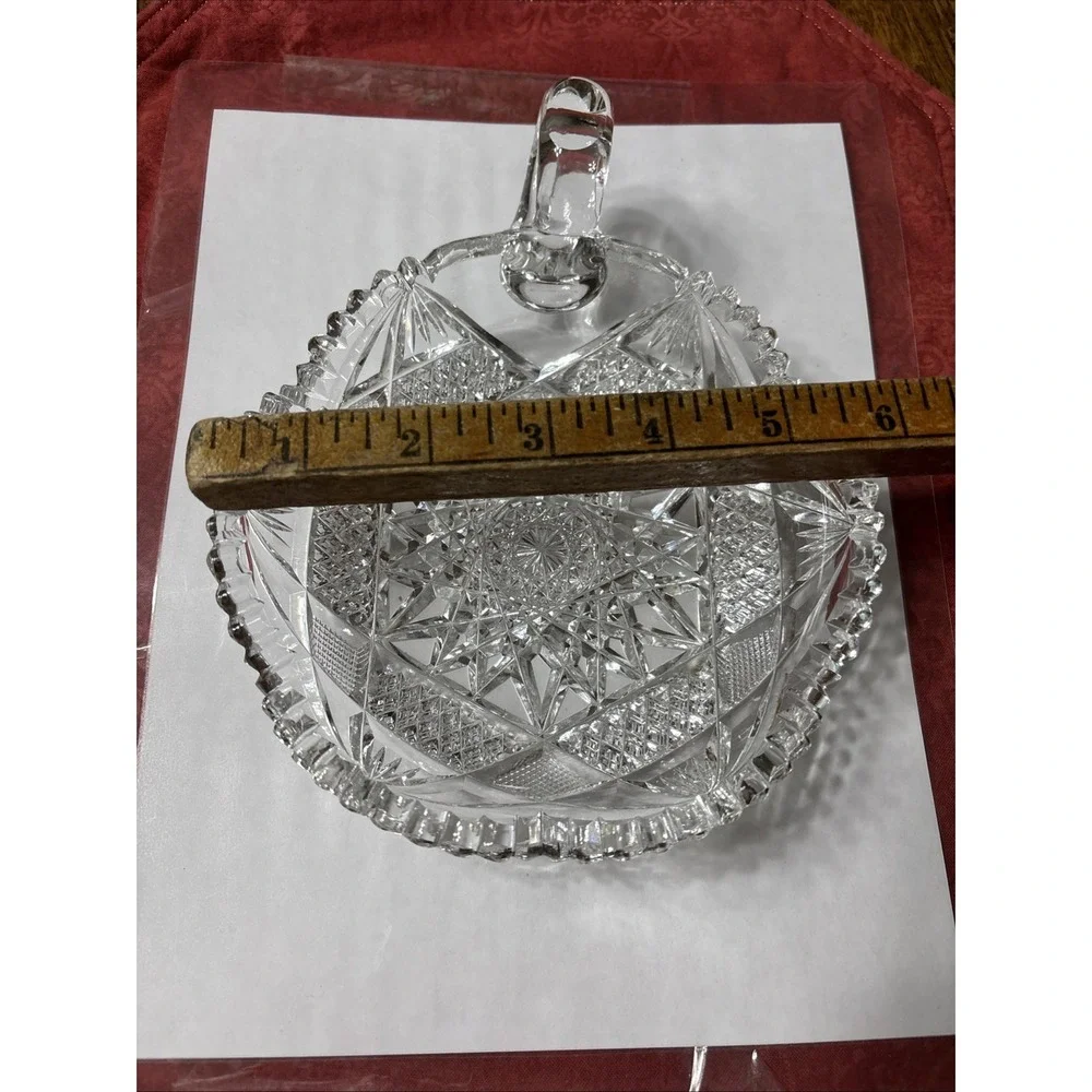 ABP Finely Cut Glass Nappy Hobstar Saw Tooth‎ Rim American Brilliant Period